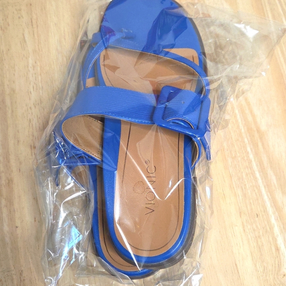Vionic Arch Support Royal Blue Women's Julep Sandals Flipflops Leather 7.5W - Picture 8 of 9
